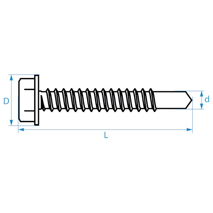 Zelfborende schroeven zeskant DIN7504K tekening | Selfdrilling screws hexagon DIN7504K drawing | Selbstbohrende Schrauben Sechskant DIN7504K Zeichnung | Vis autoforantes hexagonaux DIN7504K plan