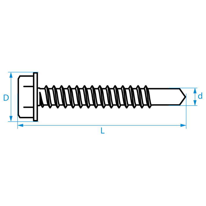 Zelfborende schroeven zeskant DIN7504K tekening | Selfdrilling screws hexagon DIN7504K drawing | Selbstbohrende Schrauben Sechskant DIN7504K Zeichnung | Vis autoforantes hexagonaux DIN7504K plan