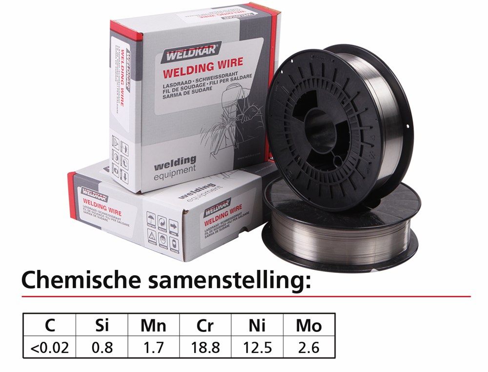 Lasdraad 0.8mm rvs 316LSI rol a 5kg weldkar