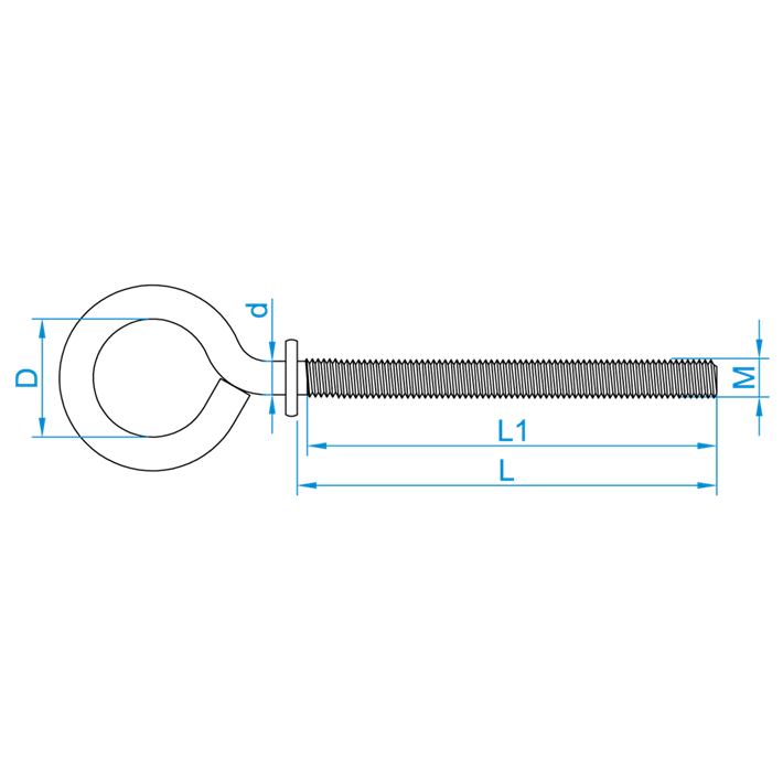 Schroefogen metrisch met borst tekening | Shouldered screw eyes metric drawing | Ringschrauben mit Eisengewinde und Beffe Zeichnung | Pitons avec embase et filetage métrique plan