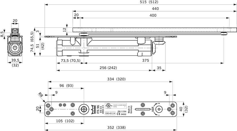 Dorma inbouw deurdranger ITS96 EN2-4 zonder arm | bv