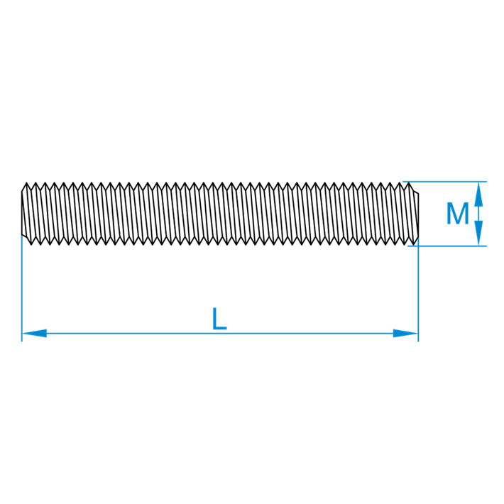 Draadstukjes DIN976A tekening | Threaded studs DIN976A drawing | Gewindestücke DIN976A Zeichnung | Tiges filetées DIN976A plan