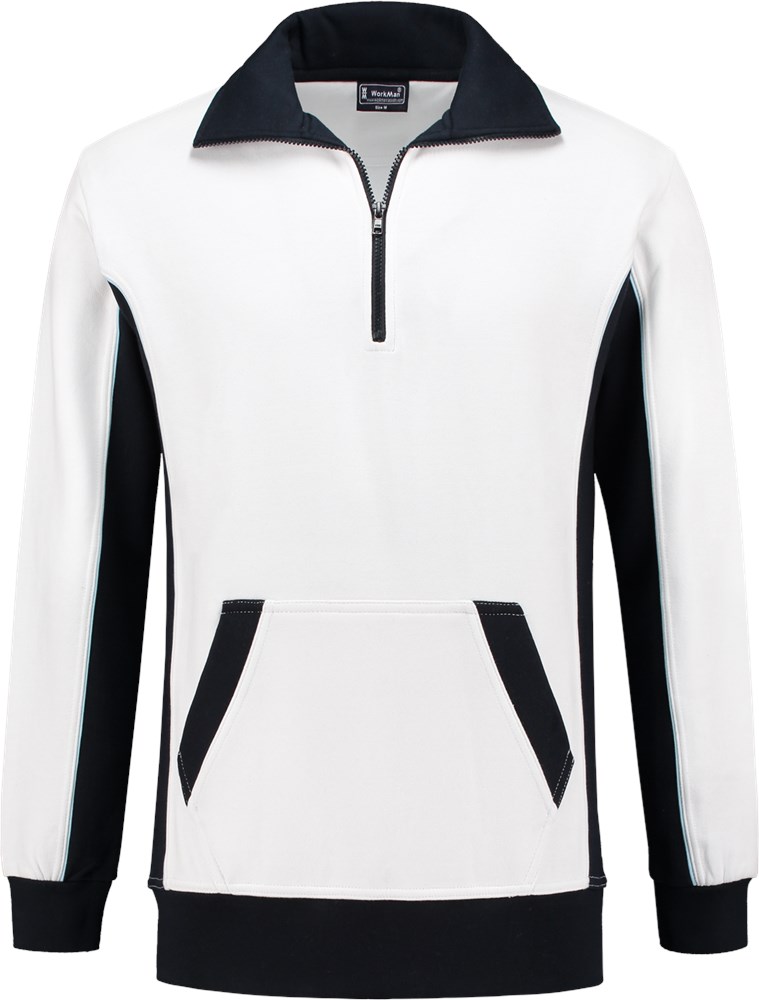 Afbeelding voor Wm zipper sweater white/navy mt.xl