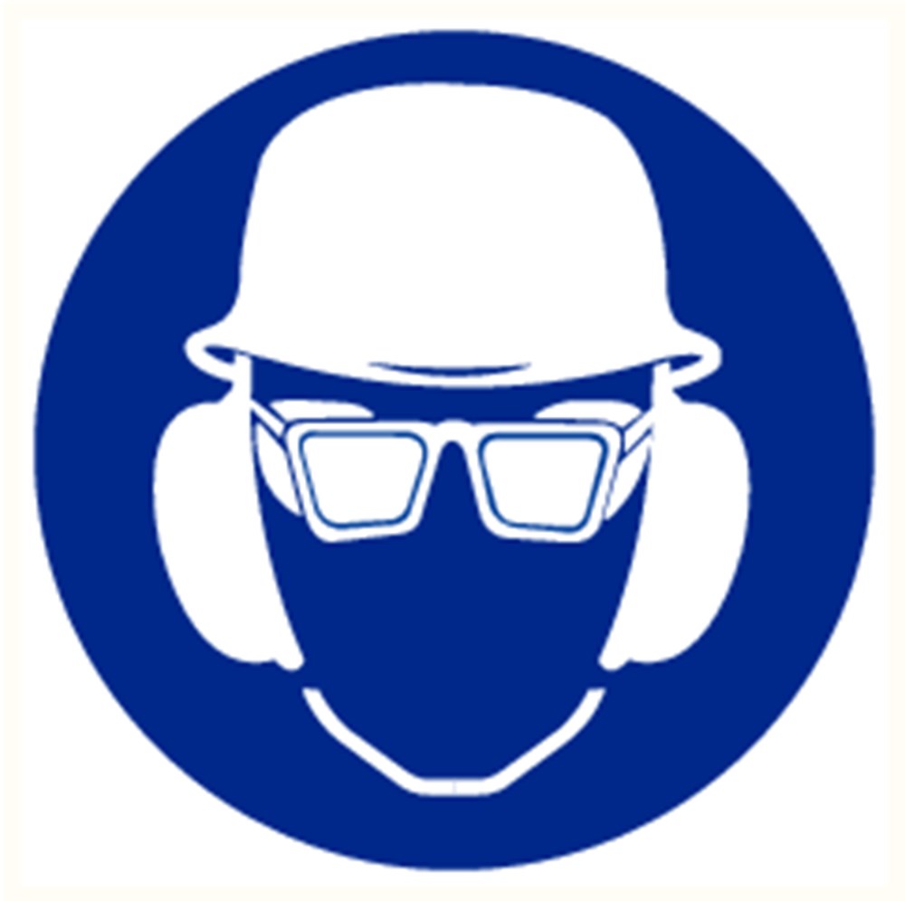 Afbeelding voor Pictogram helm, bril en oorkap verplicht