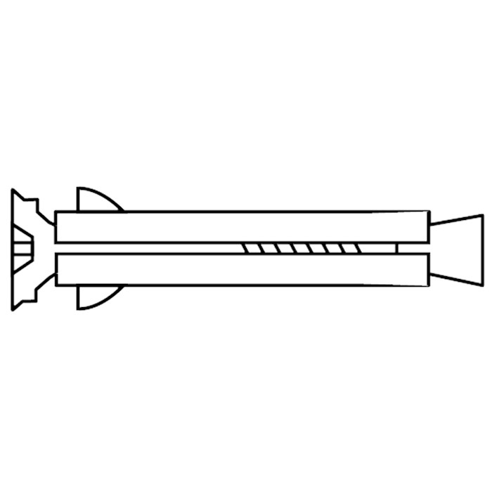 Metalen kozijnpluggen met geborgde conus platkop tekening | Metal frame anchors with safety con countersunk head drawing | Metallrahmendübel mit unverlierbarem Stahlkonus Senkkopf Zeichnung | Chevilles metalliques pour chassis avec assurance conique a tête fraisée plan