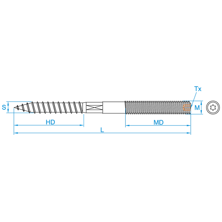 Stokeinden tekening | Hangerbolts drawing | Stockschrauben Zeichnung | Goujons plan