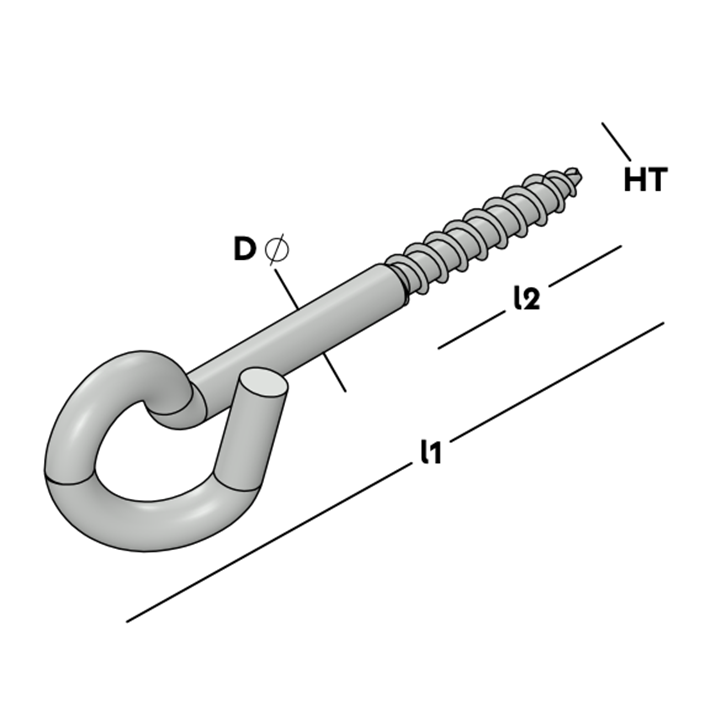 Afbeelding tekening GB krulhaak houtdraad ev