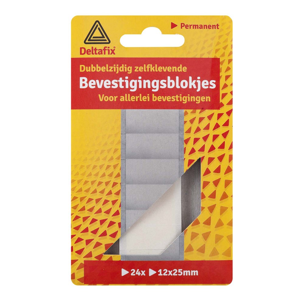 Afbeelding voor bevestigingstape dubbelzijdig zelfklevend blokjes wit 25 mm x 12 mm x 1.0mm