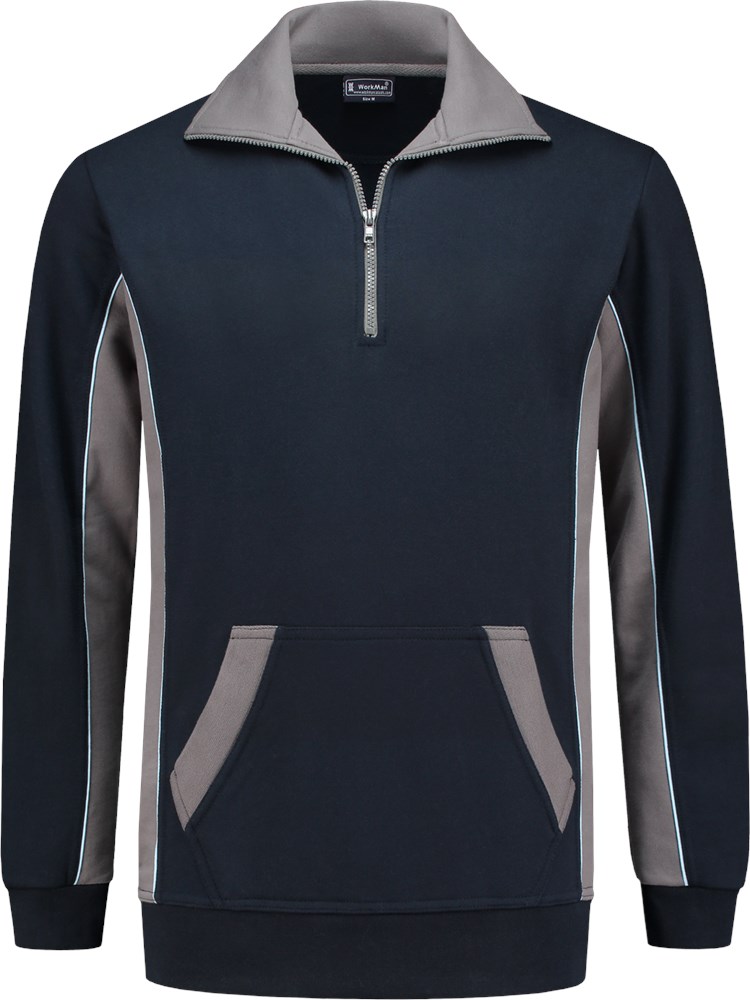 WORKMAN ZIPPER/SWEATER GREY/NAVY /M (1)