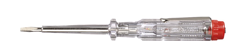 Afbeelding voor Spanningszoeker 220-250 Volt sleufkop transparant, met clip in blister 2553
