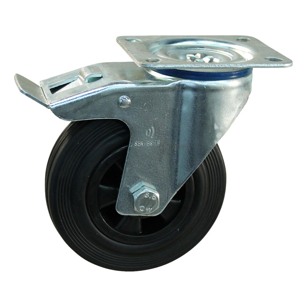 zwenkwiel zwart rubber met rem-2 zwenkwiel zwart rubber met rem-2