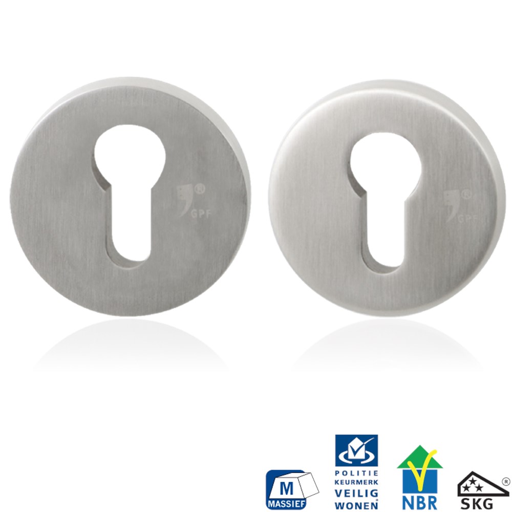 RVS geborsteld, Grijs, RVS, PC, Ja, set, Zakelijk & sportief, Nee, Veiligheidsrozet inclusief bevestiging voor deurdikte 40mm en 56mm GPF982009199.png