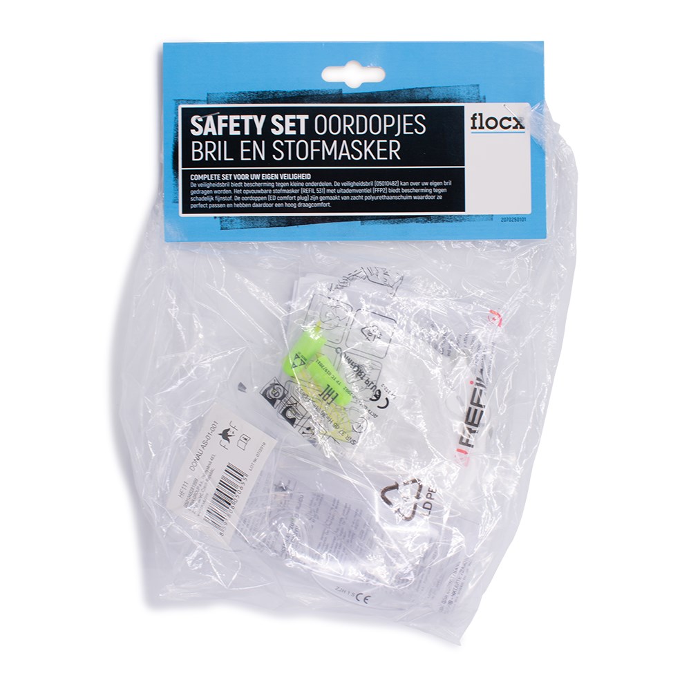 Flocx PBM set bril, stofmasker en oordopjes (1)
