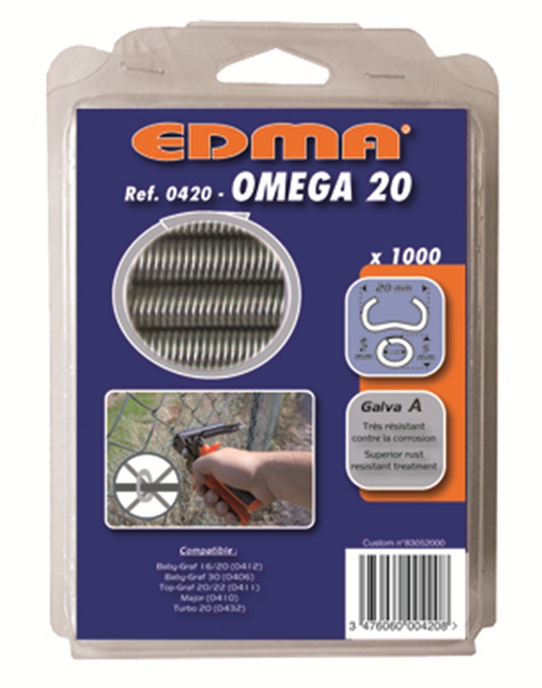 EDMA RINGKRAMMEN OMEGA 20 MM GEGALVANISEERD 1000 STUKS