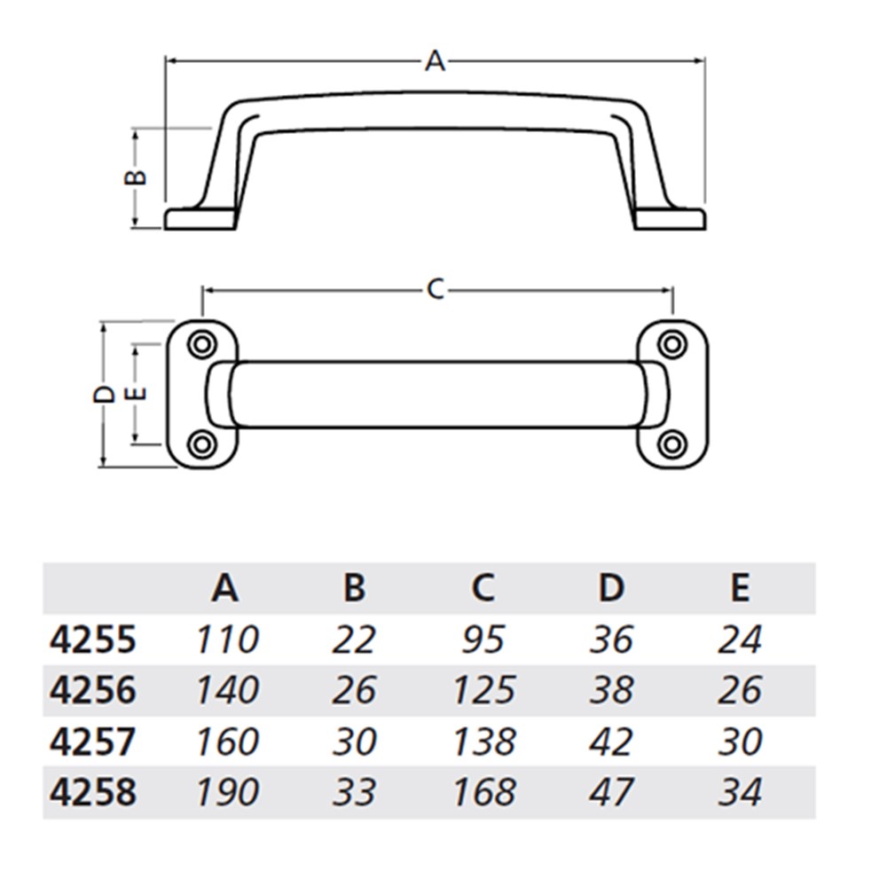 Afbeelding voor GREEP 140MM OPSCHROEVEND NATUREL (4256-01E) 4256