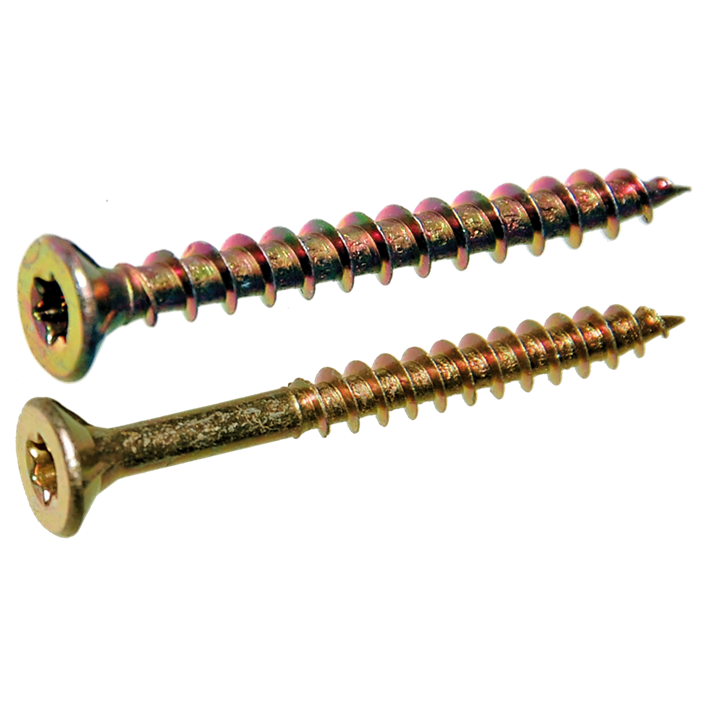 Spaanplaatschroeven platkop Torx geelverzinkt | Chipboard screws countersunk head Torx yellow zincplated | Spanplattenschrauben Senkkopf Torx gelbverzinkt | Vis à bois tête fraisée Torx zingué jaune