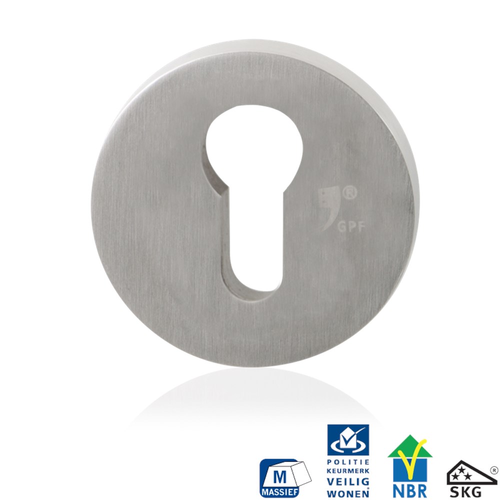 RVS geborsteld, Grijs, RVS, PC, Ja, 10 mm, 55 mm, 55 mm, stuk, Zakelijk & sportief, Nee, Veiligheidsbuitenrozet inclusief bevestiging voor deurdikte 40mm en 56mm GPF928009199.png