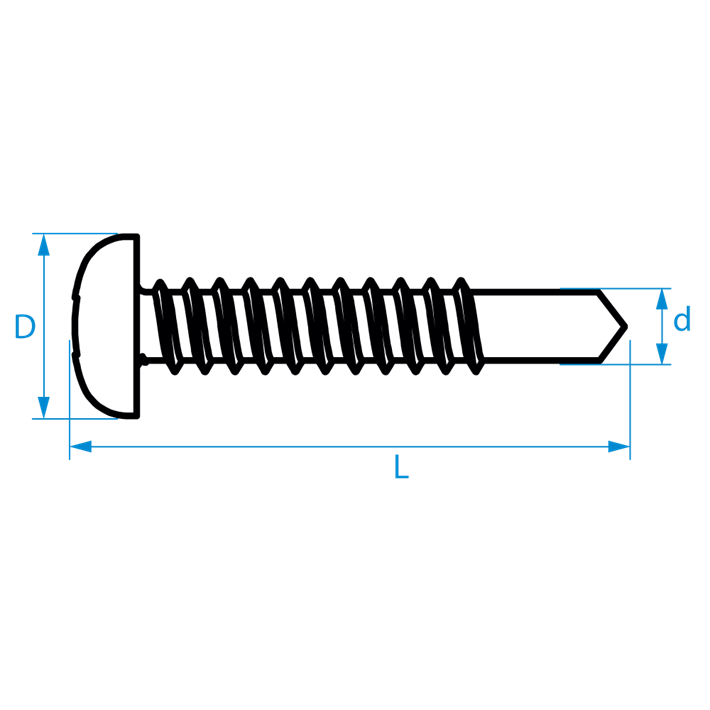 Zelfborende schroeven panhead binnenvierkant DIN7504M tekening | Selfdrilling screws panhead inner square DIN7504M drawing | Selbstbohrende Schrauben Zylinderkopf Innenviereck DIN7504M Zeichnung | Vis autoforantes carré intérieur tête cylindrique DIN7504M plan