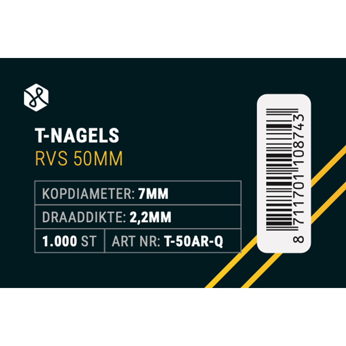 Afbeelding Union nagel T-50 RVS