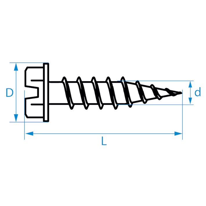 Zelftappende schroeven zeskant/zaagsnede tekening | Selftapping screws hexagon/slotted drawing | Blechschrauben Sechskant/Schlitz Zeichnung | Vis autoradeuses hexagonaux/fente plan