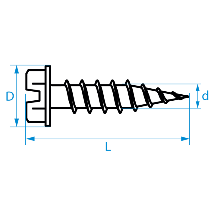 Zelftappende schroeven zeskant/zaagsnede tekening | Selftapping screws hexagon/slotted drawing | Blechschrauben Sechskant/Schlitz Zeichnung | Vis autoradeuses hexagonaux/fente plan