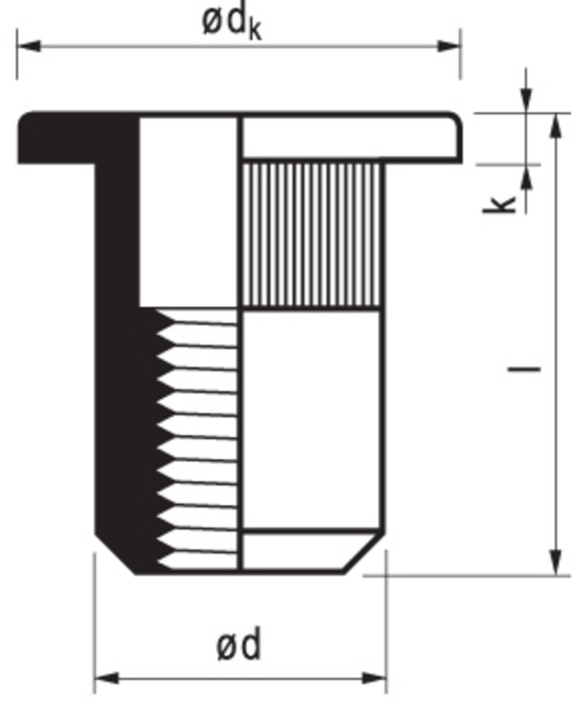 Afbeelding voor: Blindklinkmoer open cilinder kop, staal