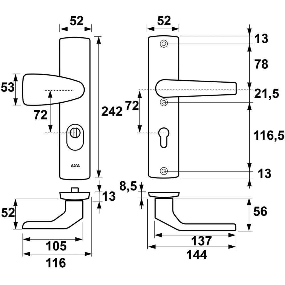 Afbeelding voor Veiligheidsbeslag Premium Wing-knop+kruk Arrow PC72 anti-kerntrek