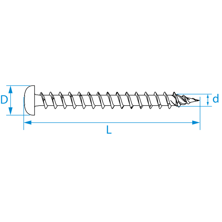 Spaanplaatschroef panhead voldraad tekening