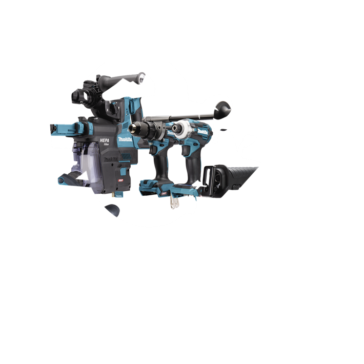 Afbeelding Makita 40 v max combiset boren, (slag)schroeven, slijpen en zagen DK0128G601