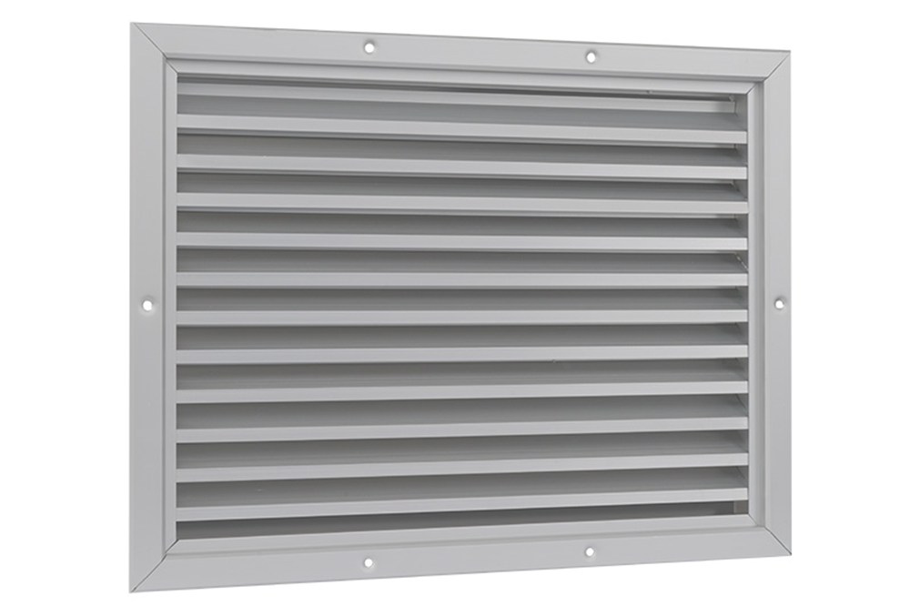 ALUMINIUM GEVELROOSTER 400 X 300MM MET VASTE LAMELLEN, GEANODISEERD