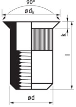 Blindklinkmoer MASTERGRIP staal (verzinkt) open type/verzonken kop Blindklinkmoer MASTERGRIP staal (verzinkt) open type/verzonken kop