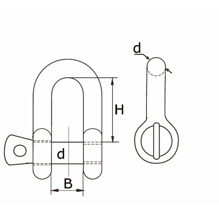 Lijntekening DX D-sluiting