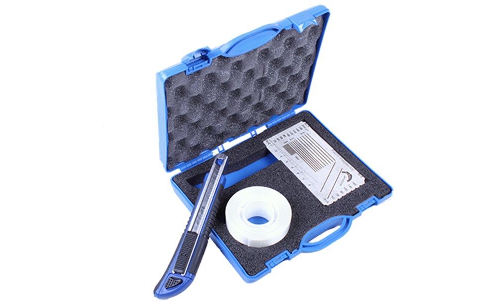 Paint Inspector compleet, koffer, mes en tape (1)