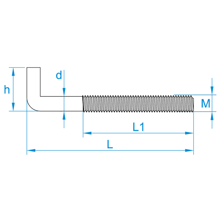 Schroefduimen metrisch tekening | Square hooks metric thread drawing | Gerade Schraubhaken Eisengewinde Zeichnung | Gonds à vis filetage métrique plan