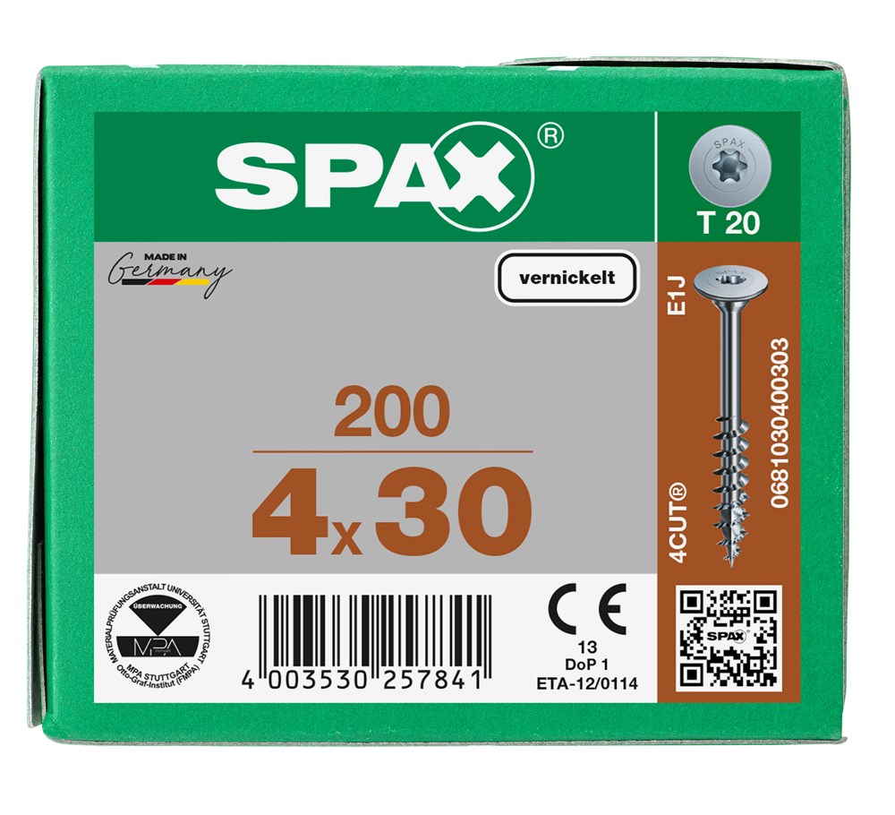 corpusschroef vernikkeld spax-6 corpusschroef vernikkeld spax-6