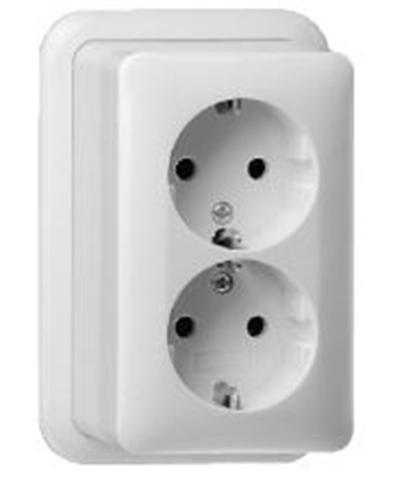 Wandcontactdoos, 2-voudig met randaarde