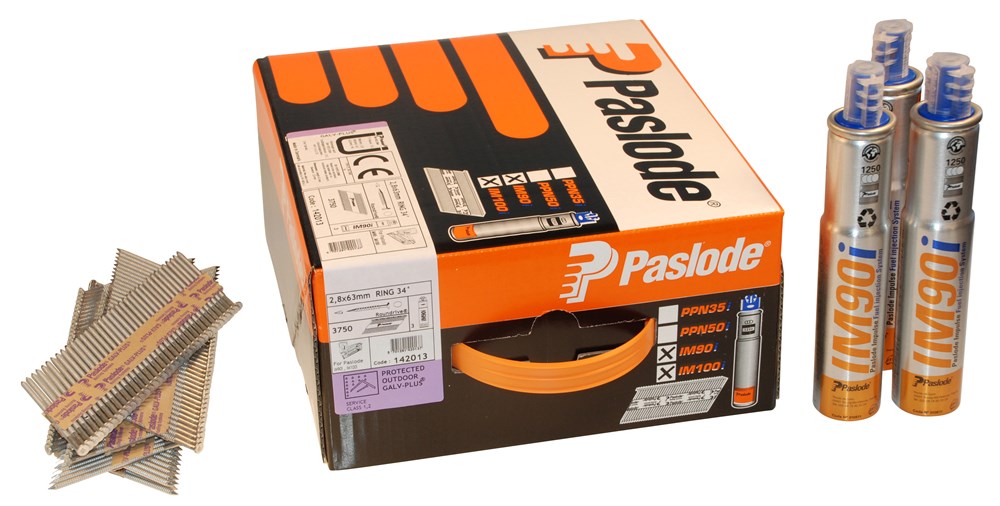 Afbeelding voor buiten bescherming, serviceklasse 2 34° PAPIER GEBONDEN STRIPNAGELS, GALV-PLUS®