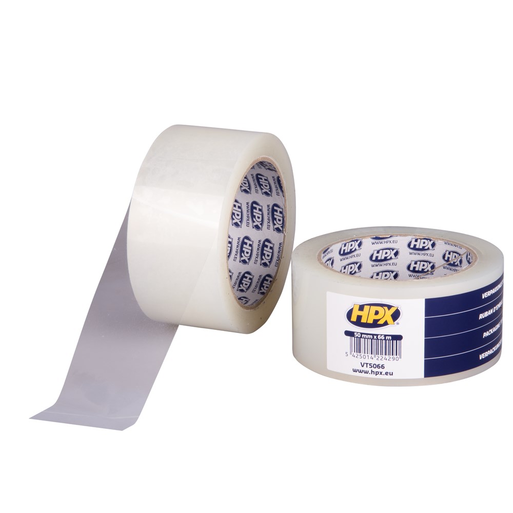 HPX verpakkingstape transparant 50mm rol 66 meter (1)