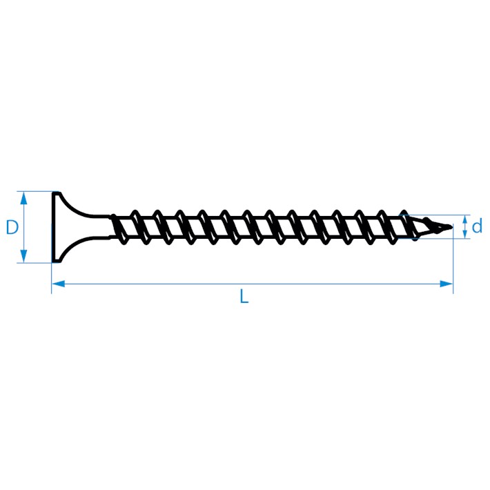 Snelbouwschroeven grove draad type C trompetkop tekening | Drywall screws coarse thread type C bugle head drawing | Schnellbauschrauben Grobgewinde Typ C Trompetenkopf Zeichnung | Vis à fixation rapide filetage écarté type C tête trompette plan