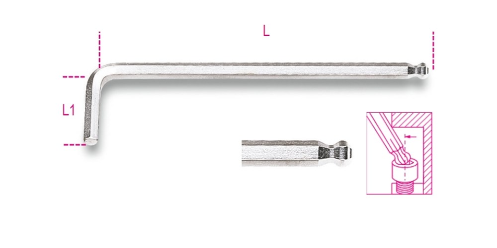 Afbeelding voor Haakse stiftsleutel inbus, kogelkop 96BPC