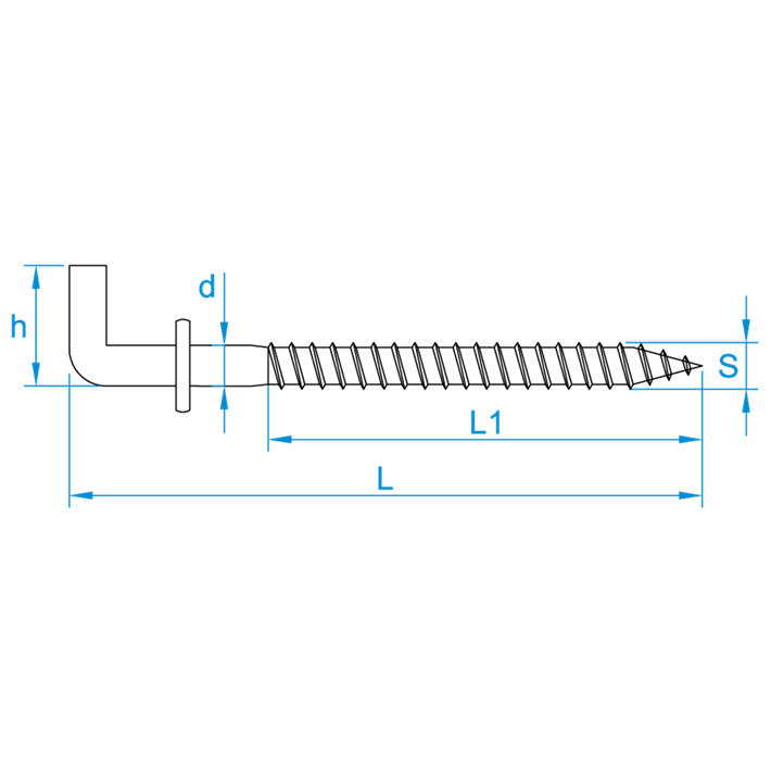 Schroefduimen met borst tekening | Shouldered square hooks drawing | Gerade Schraubhaken mit Beffe Zeichnung | Gonds à vis avec embase plan