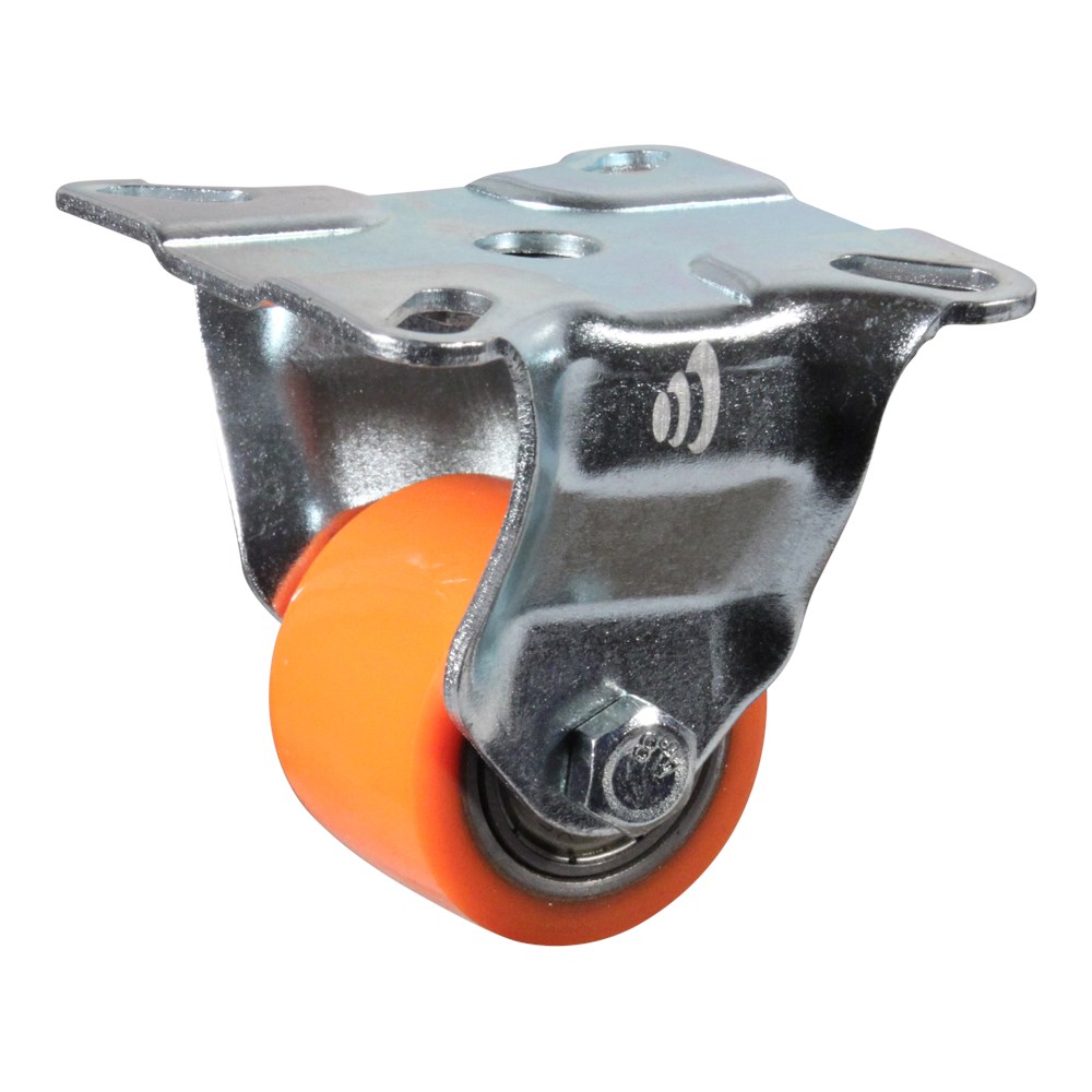 Afbeelding voor Transportwiel (bok) met plaatbevestiging met stalen gaffel, wiel met stalen velg, PU band ±94 shore A Serie 28-23