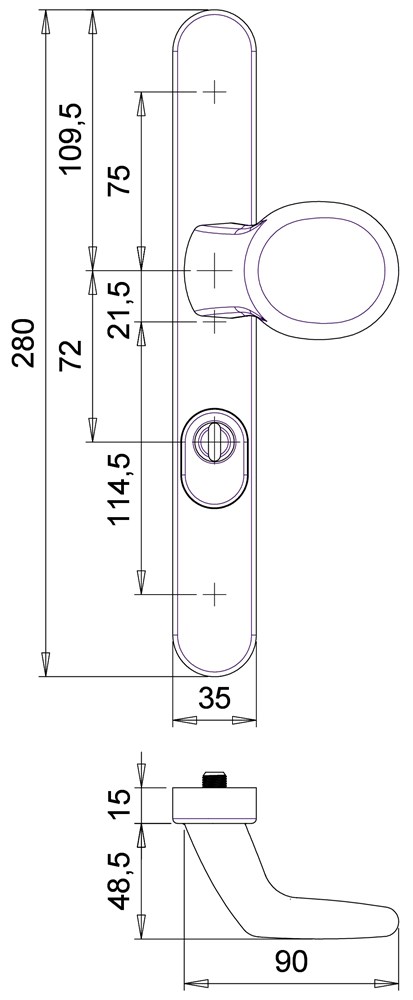 Dieckmann beslag SKG*** greep/kruk F1 PC92mm D326XXL