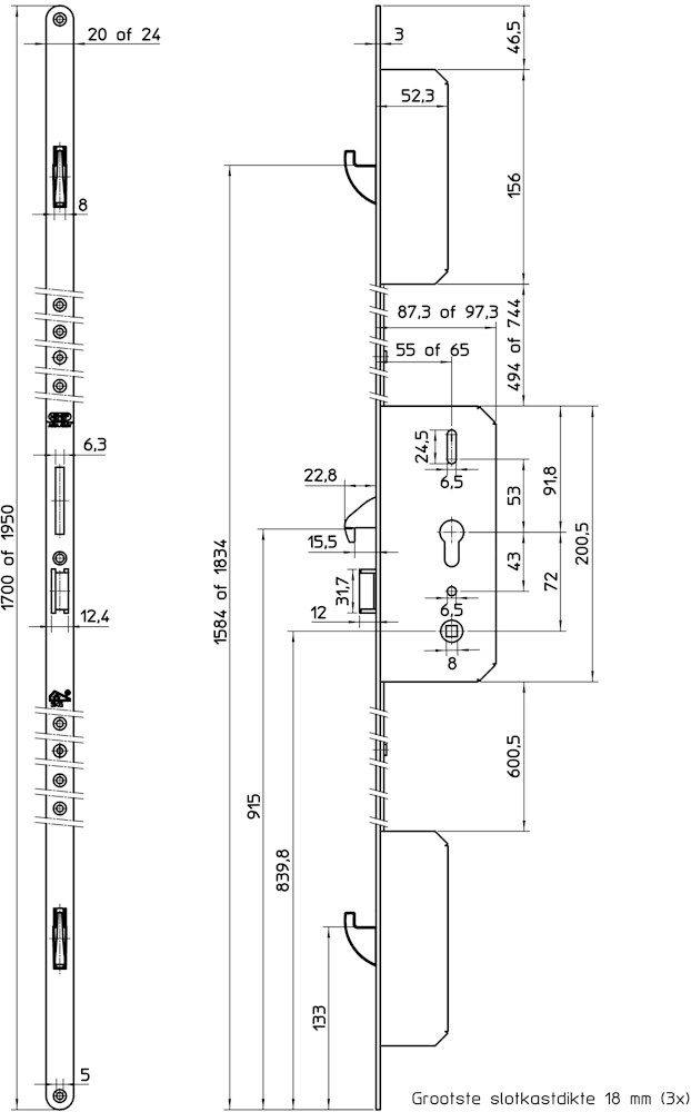 Afbeelding voor Veiligheidsmeerpuntssluiting, Comfort line cilinderbediend, PC-uitsparing 4913