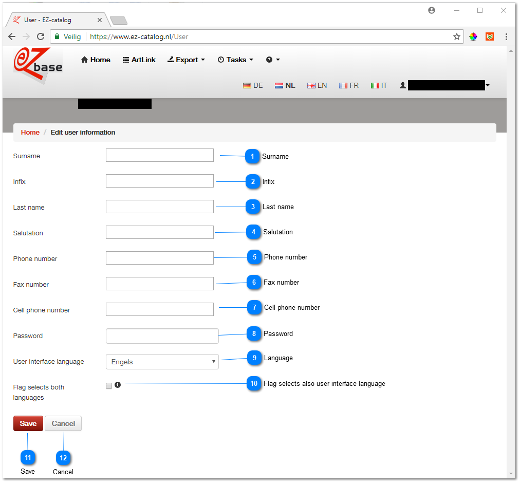 Edit user information
