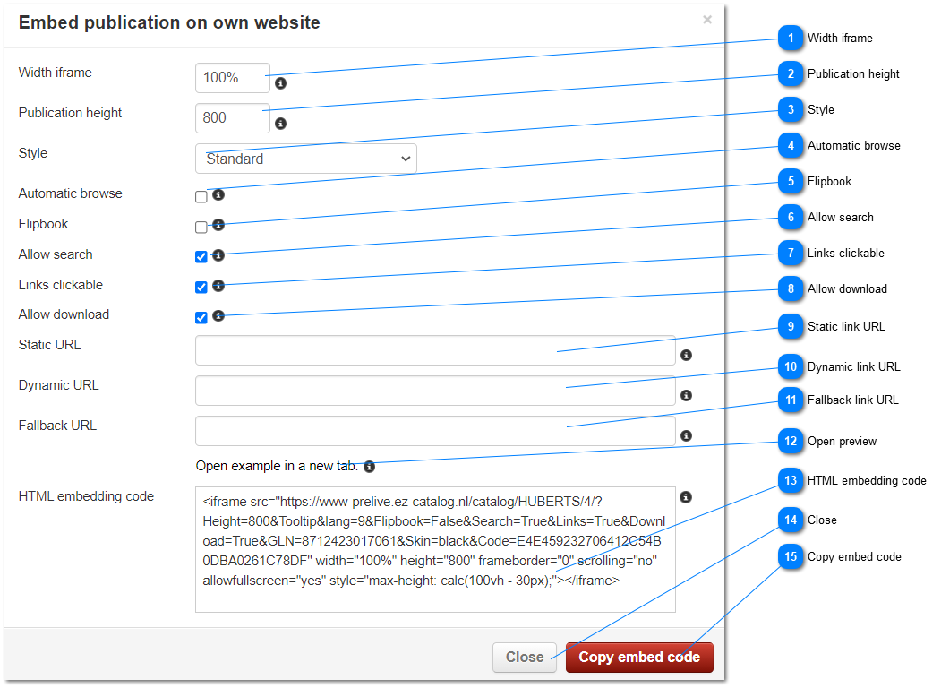Embed publications on own website