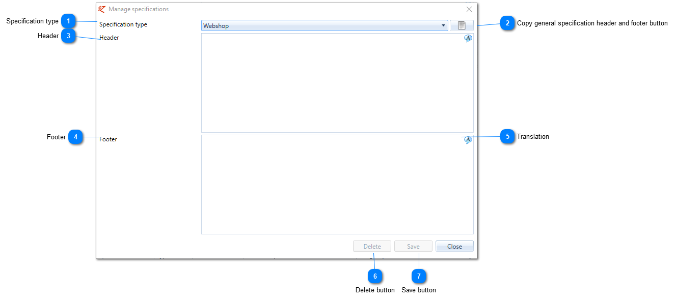 Manage specifications