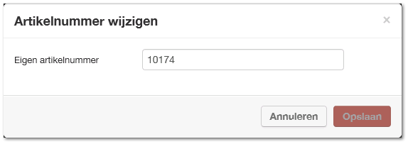 Artikelnummer wijzigen
