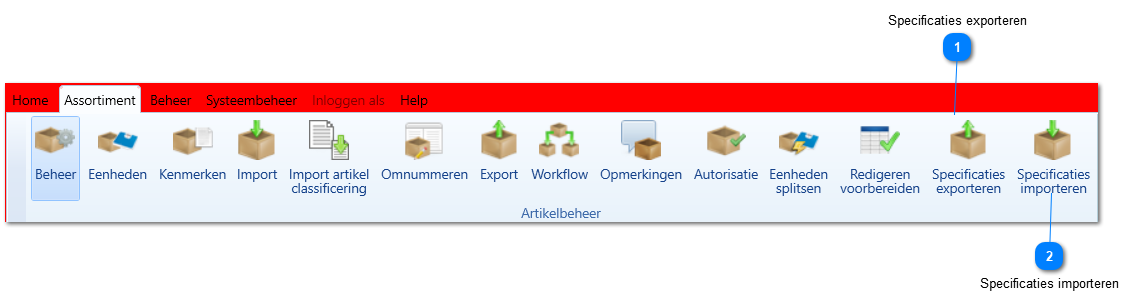 Specificaties ex- en importeren
