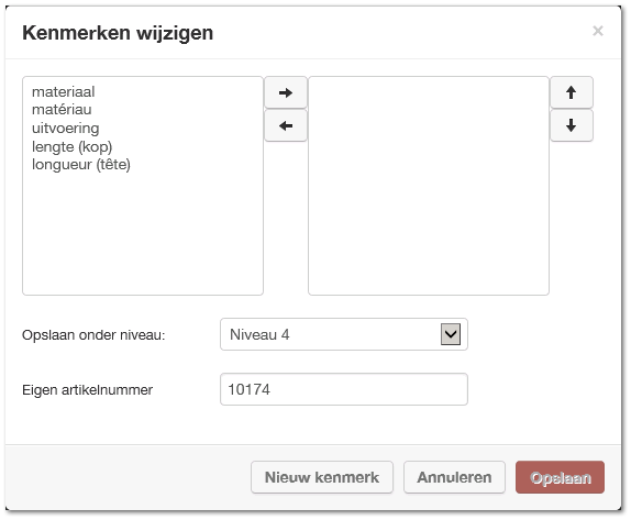 Kenmerken wijzigen